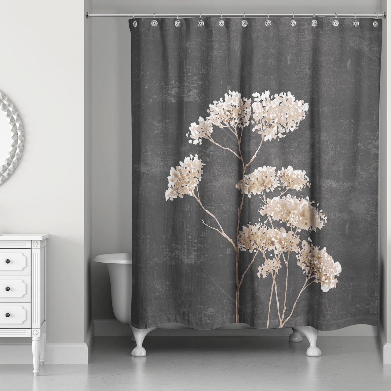 Brown Botanical Watercolor 71" x 74" Shower Curtain